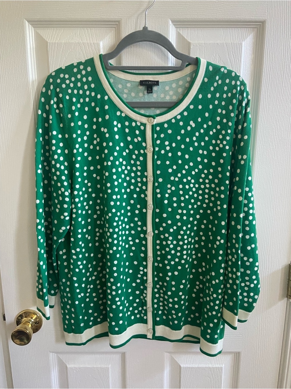 Talbots green dot cardigan